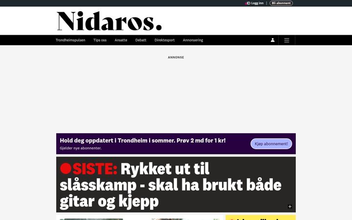 Screenshot of nidaros.no