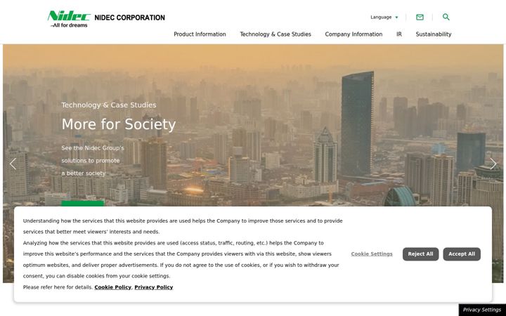 Screenshot του nidec.com