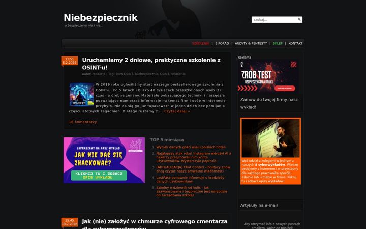Screenshot of niebezpiecznik.pl