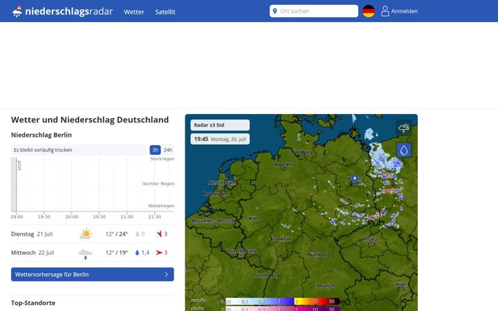 Screenshot of niederschlagsradar.de