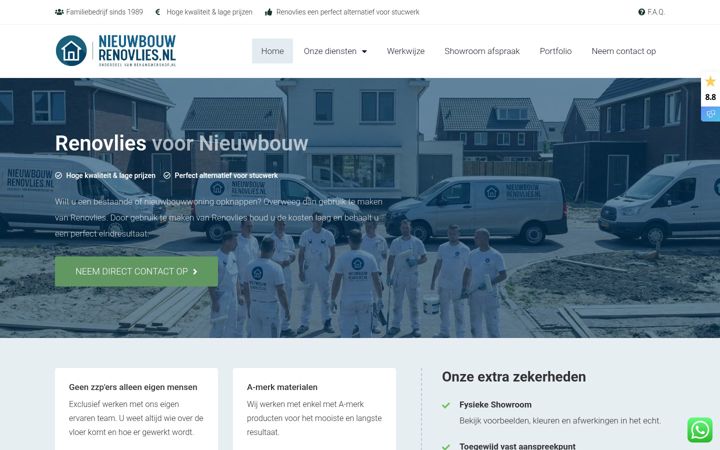 Kuvakaappaus sivustosta nieuwbouwrenovlies.nl