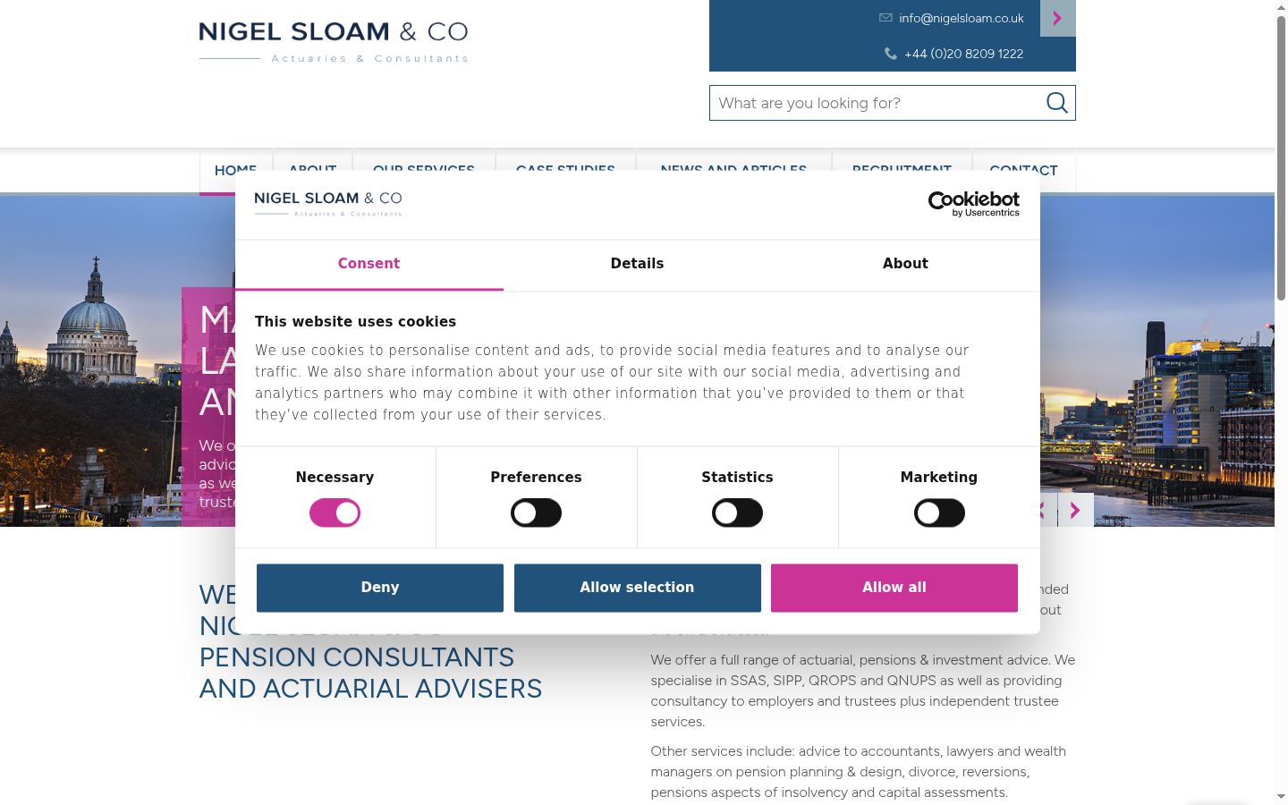 Captura de ecrã do banner de consentimento apresentado antes de qualquer interação