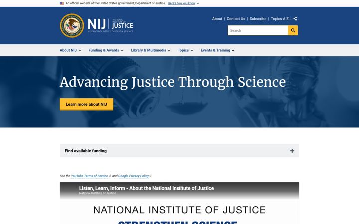 Screenshot of nij.gov
