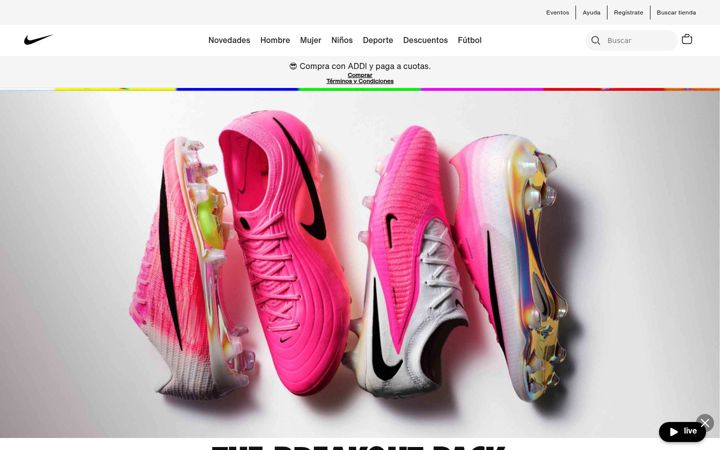 Screenshot of nike.com.co