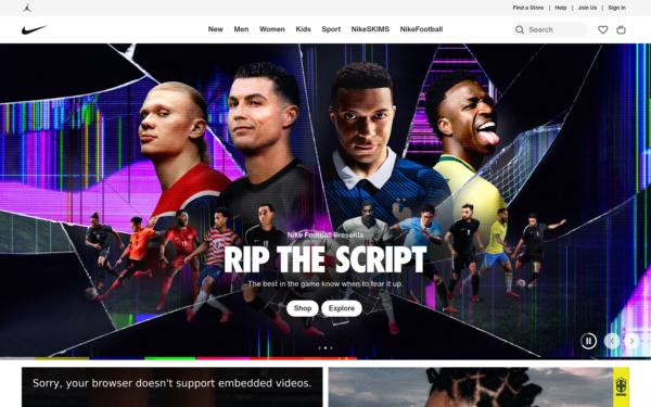 Screenshot of nike.com
