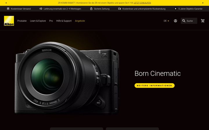 Screenshot of nikon.de