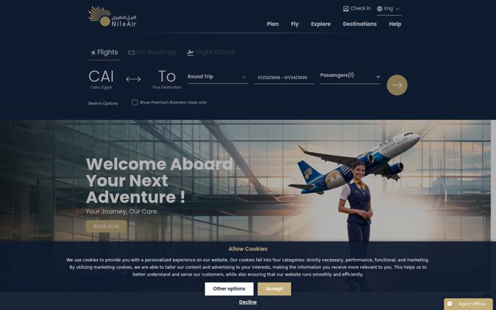 Zrzut ekranu nileair.com