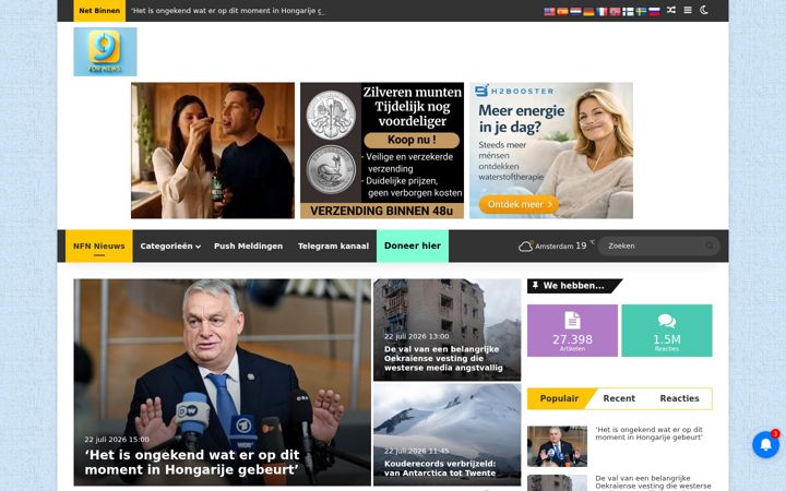 Screenshot of ninefornews.nl