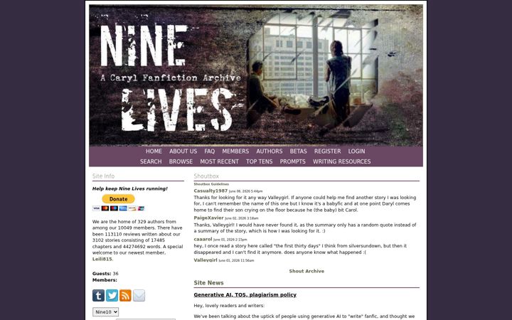 Zrzut ekranu ninelivesarchive.com