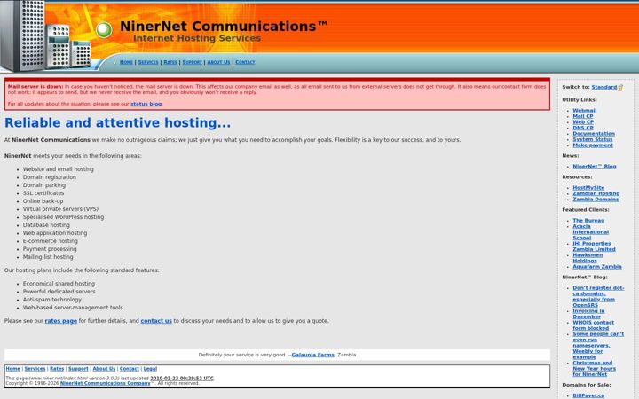 Screenshot of niner.net