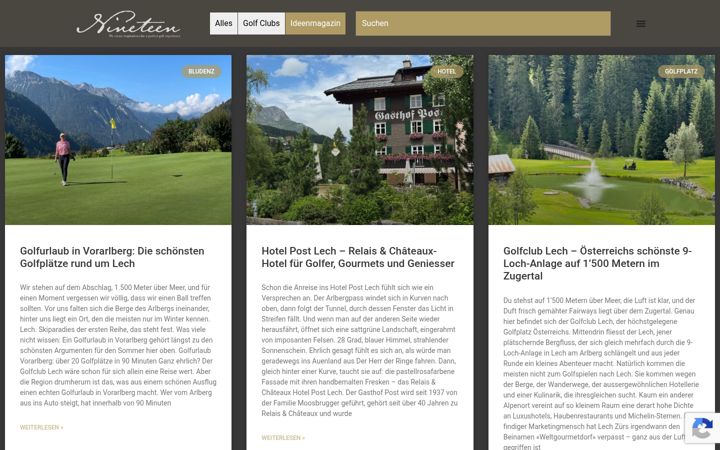 Screenshot of nineteengolf.guide