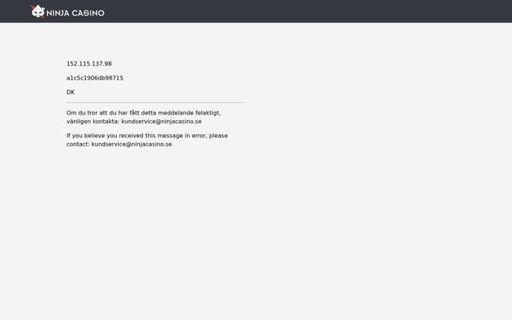 Screenshot of ninjacasino.se