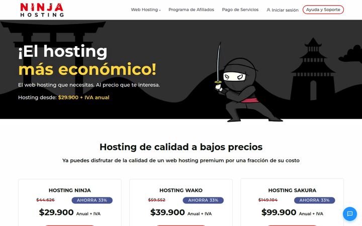Screenshot of ninjahosting.cl