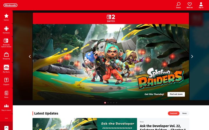 Screenshot of nintendo.co.za