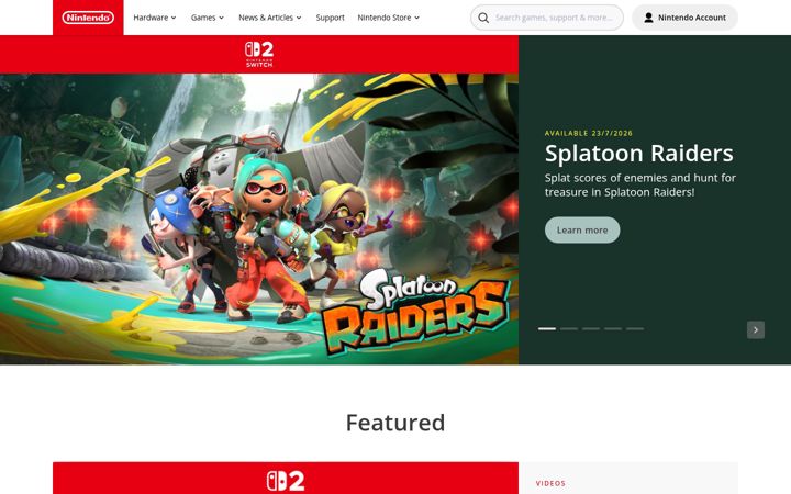Screenshot of nintendo.com.au