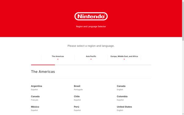 Screenshot of nintendo.com