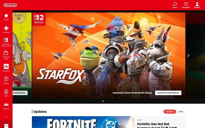 Ekrano kopija nintendo.de