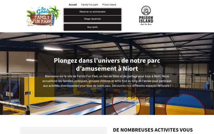 Screenshot stránky niort-familyfunpark-prisonisland.fr