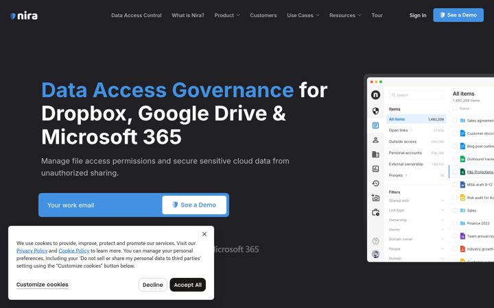 Screenshot of nira.com