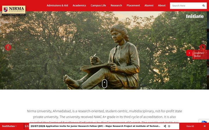 Screenshot of nirmauni.ac.in