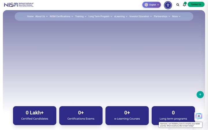 Screenshot of nism.ac.in