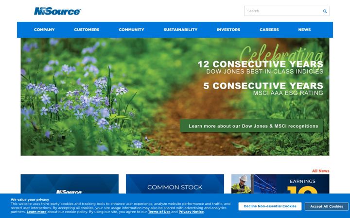 Screenshot of nisource.com