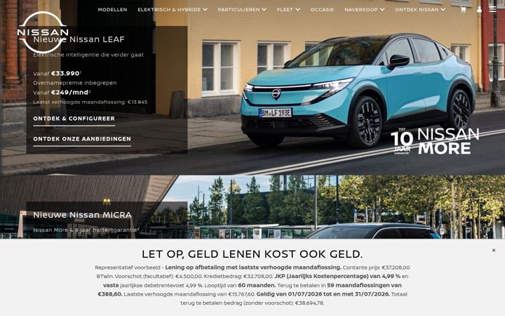 Screenshot of nissan.be