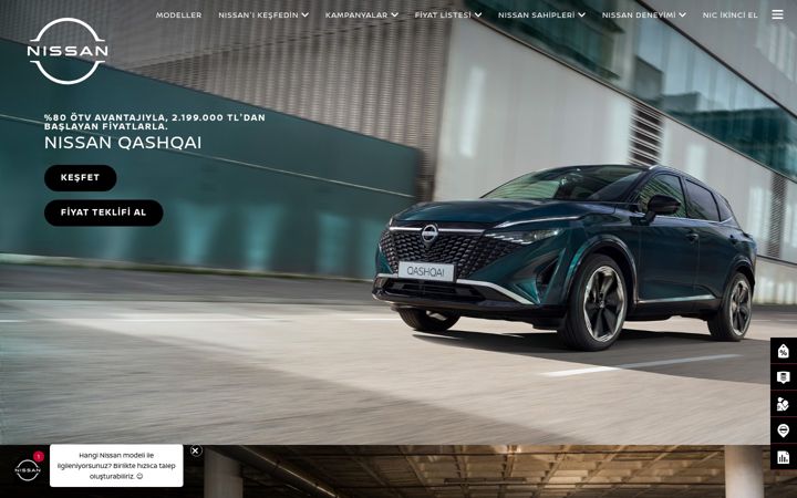 Screenshot of nissan.com.tr