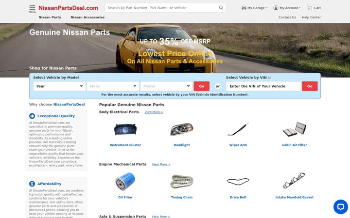 Screenshot of nissanpartsdeal.com