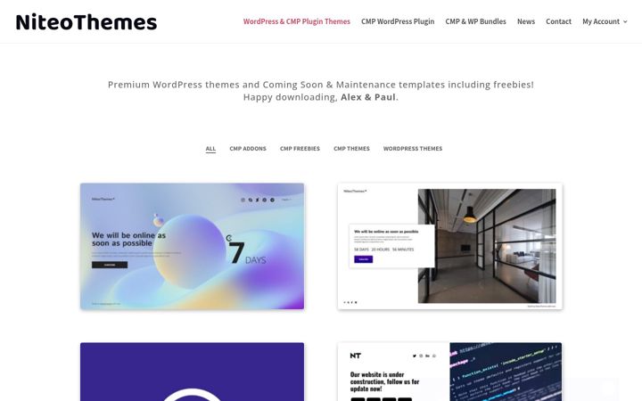 Screenshot of niteothemes.com
