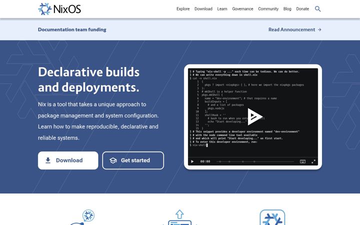 Captura de pantalla de nixos.org