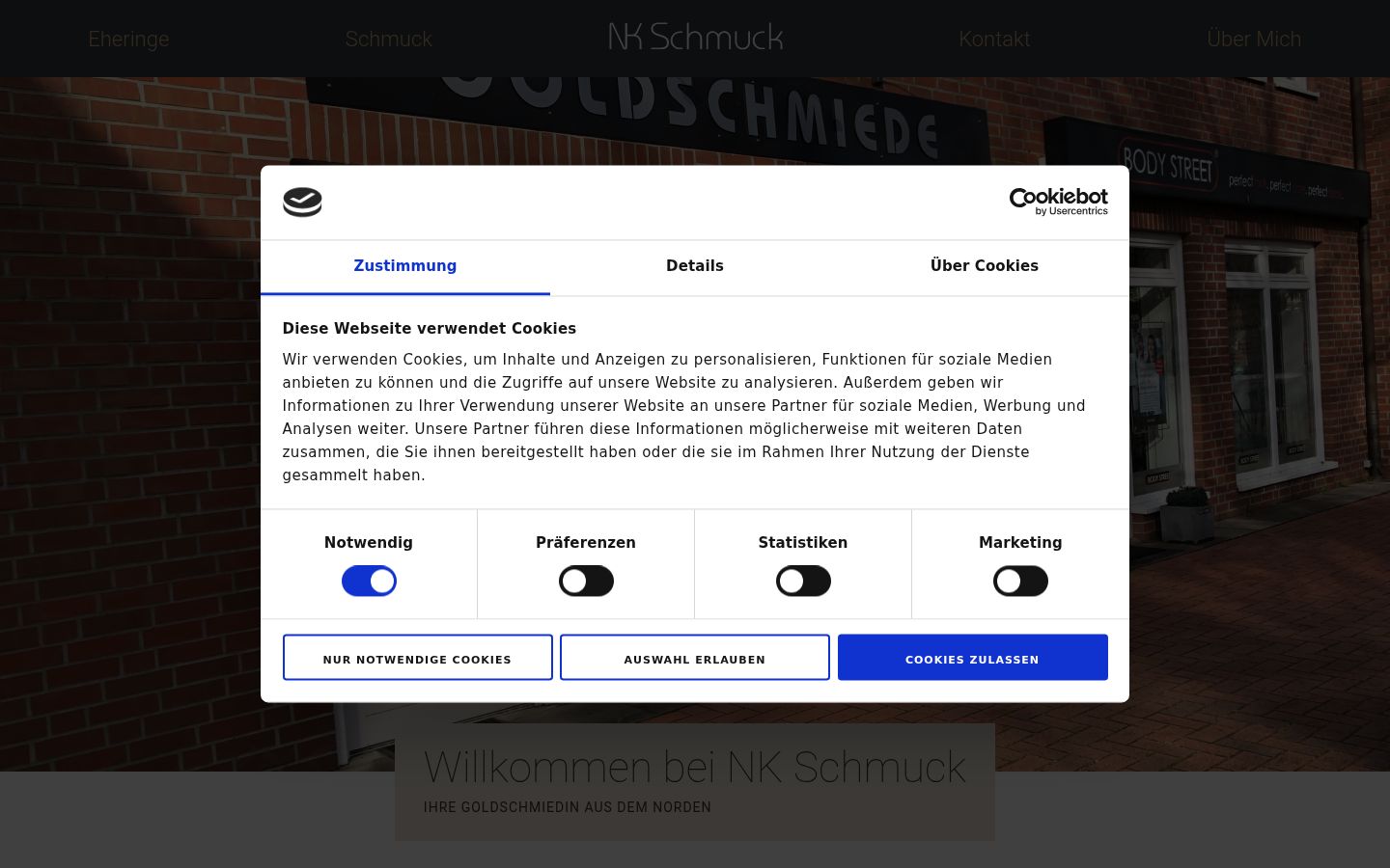Screenshot des Einwilligungsbanners vor jeglicher Interaktion