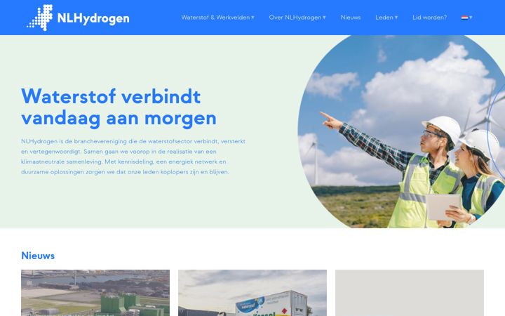 Kuvakaappaus sivustosta nlhydrogen.nl