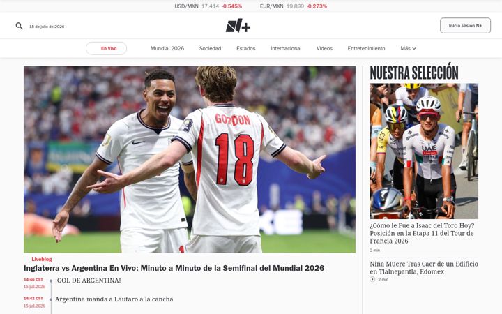 Captură de ecran a nmas.com.mx