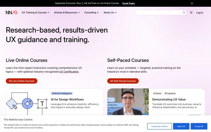 Screenshot van nngroup.com
