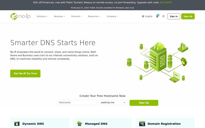Screenshot von no-ip.org