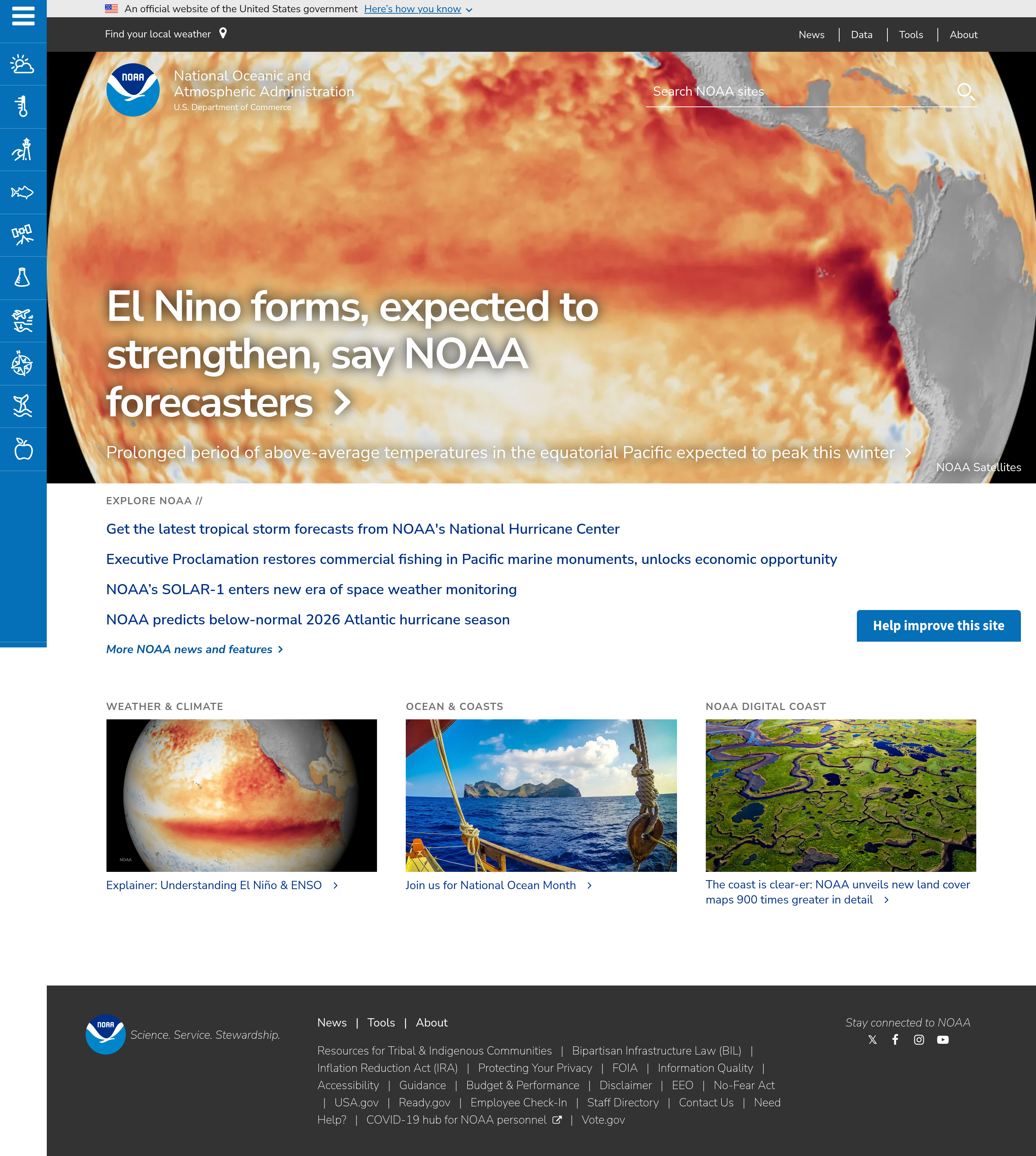 Screenshot of noaa.gov