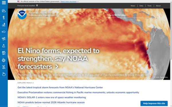 Screenshot of noaa.gov