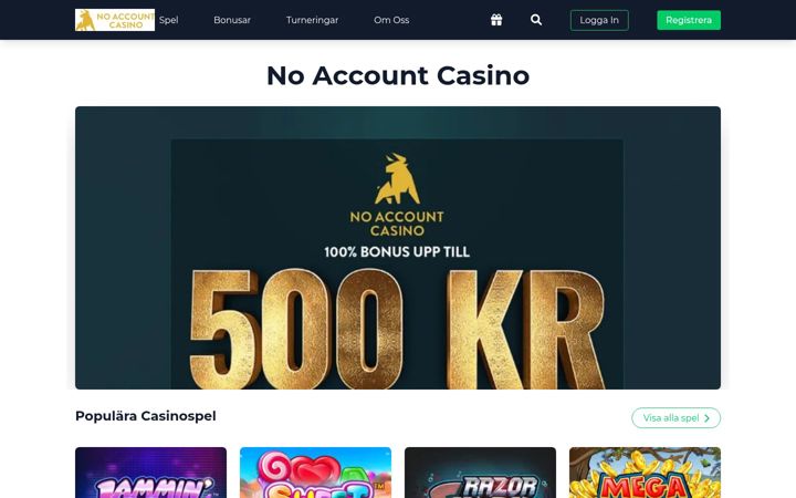 Screenshot von noaccountcasinoonline.com