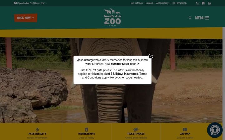 Screenshot of noahsarkzoofarm.co.uk
