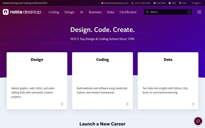 Screenshot of nobledesktop.com