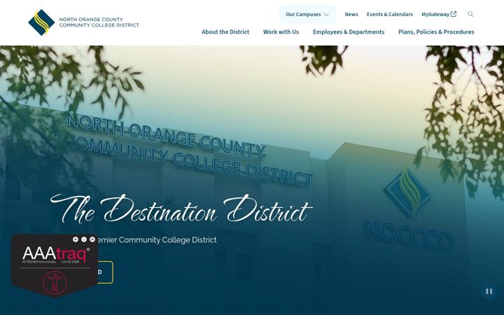 Screenshot of nocccd.edu