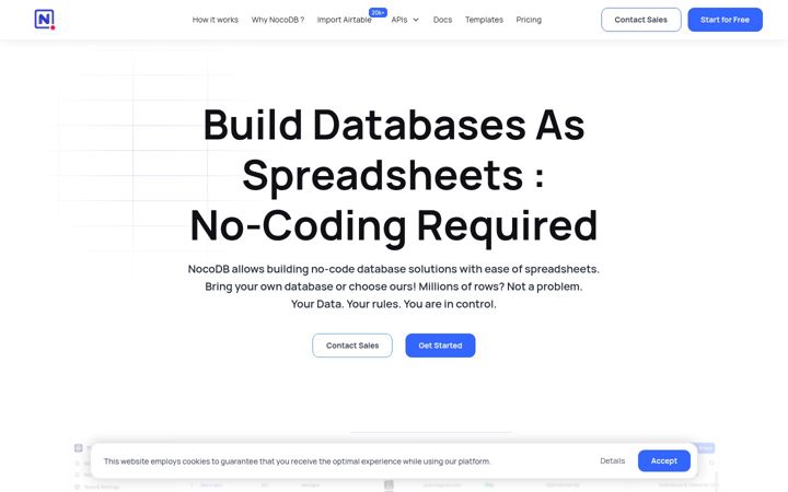 Screenshot of nocodb.com
