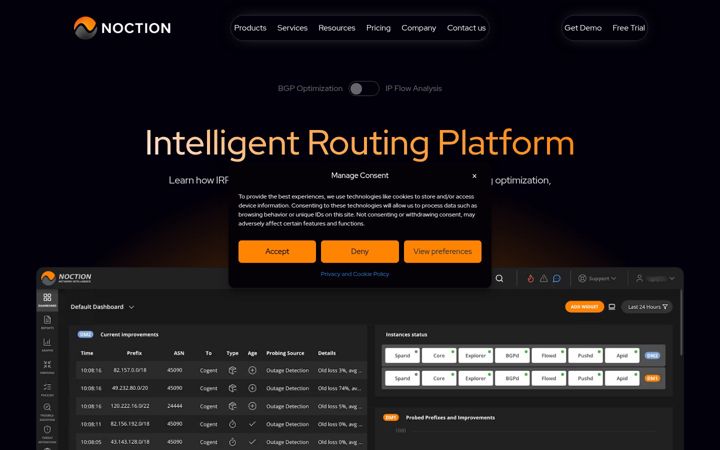 Screenshot of noction.com