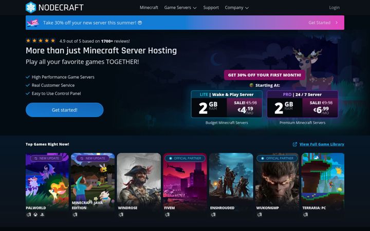 Screenshot of nodecraft.com