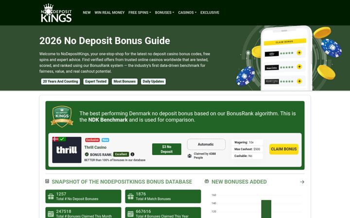 Screenshot of nodepositkings.com
