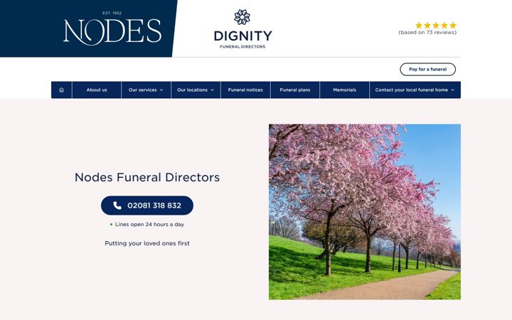 Ekrano kopija nodesfunerals.co.uk