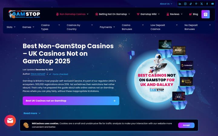 Screenshot of nogamstopcasinos.uk
