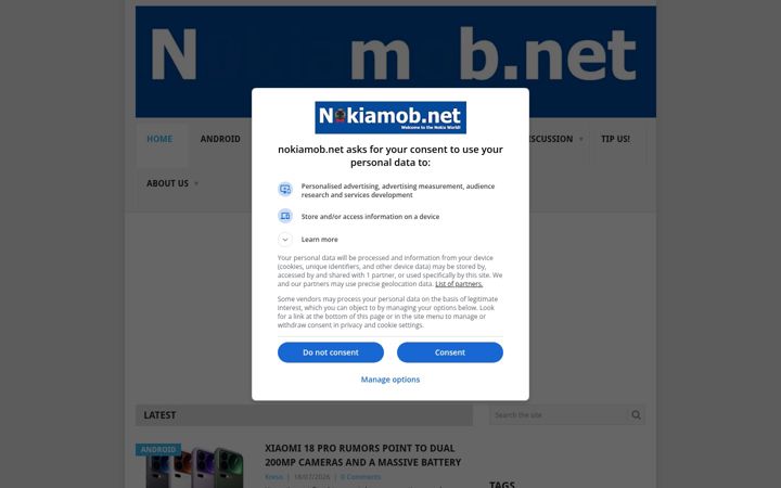 Snímek obrazovky nokiamob.net