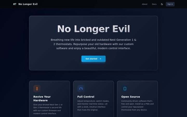 Screenshot of nolongerevil.com
